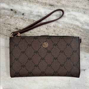 Anne Klein Dark Brown Wristlet with Gold Accents